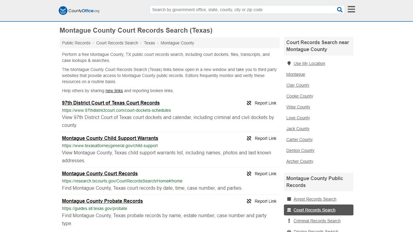 Montague County Court Records Search (Texas) - County Office