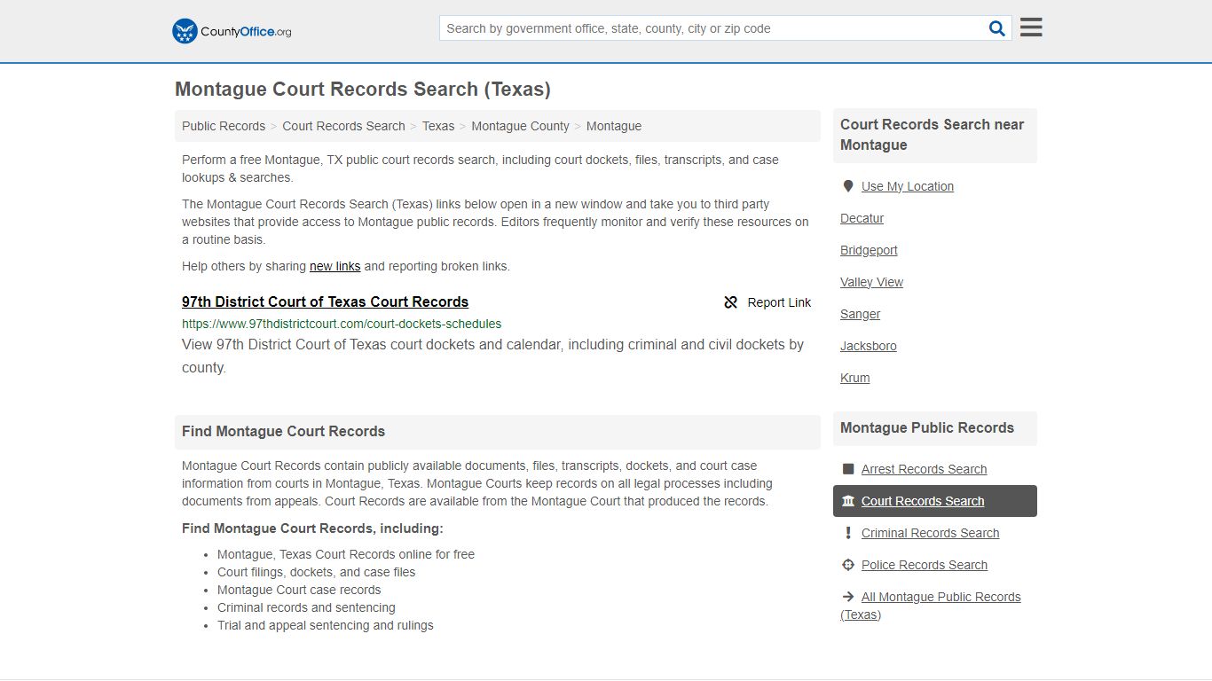 Montague Court Records Search (Texas) - countyoffice.org