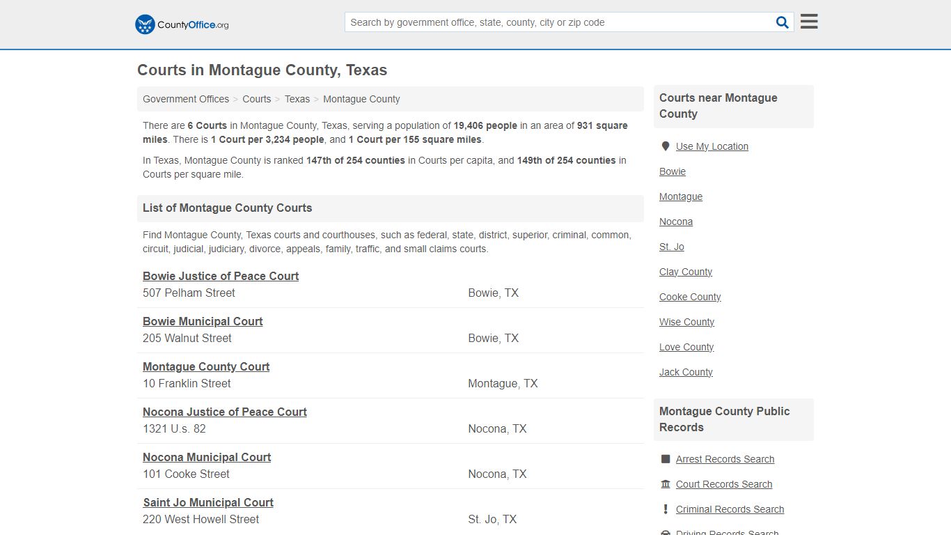 Courts - Montague County, TX (Court Records & Calendars)